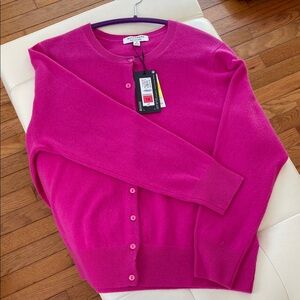 NWT pure Cashmere Fuchsia Button-Up Cardigan by Autograph in Large